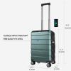KROSER Hardside Expandable Carry On Luggage with Spinner Wheels & Built-in TSA Lock, Durable Suitcase Rolling Luggage with USB Port, Carry-On 20-Inch, White(Dark Green)