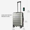 KROSER Hardside Expandable Carry On Luggage with Spinner Wheels & Built-in TSA Lock, Durable Suitcase Rolling Luggage with USB Port, Carry-On 20-Inch, White(Champagne)