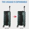 KROSER Hardside Expandable Carry On Luggage with Spinner Wheels & Built-in TSA Lock, Durable Suitcase Rolling Luggage with USB Port, Carry-On 20-Inch, White(Dark Green)