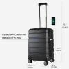 KROSER Hardside Expandable Carry On Luggage with Spinner Wheels & Built-in TSA Lock, Durable Suitcase Rolling Luggage with USB Port, Carry-On 20-Inch, White(Black)