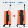 KROSER Hardside Expandable Carry On Luggage with Spinner Wheels & Built-in TSA Lock, Durable Suitcase Rolling Luggage with USB Port, Carry-On 20-Inch, White(Orange)