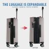 KROSER Hardside Expandable Carry On Luggage with Spinner Wheels & Built-in TSA Lock, Durable Suitcase Rolling Luggage with USB Port, Carry-On 20-Inch, White(Matte Purple/Pink)