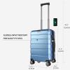 KROSER Hardside Expandable Carry On Luggage with Spinner Wheels & Built-in TSA Lock, Durable Suitcase Rolling Luggage with USB Port, Carry-On 20-Inch, White(Light Blue)