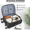 KROSER Softside Expandable Carry On Luggage with Front Business Pockets，20 Inch Suitcases with Spinner Wheels & Built-in TSA Lock, Durable Suitcase Rolling Luggage with USB Port, Haze Blue(Black-20)