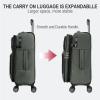 KROSER Softside Expandable Carry On Luggage with Front Business Pockets，20 Inch Suitcases with Spinner Wheels & Built-in TSA Lock, Durable Suitcase Rolling Luggage with USB Port, Haze Blue(Army Green-20)
