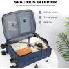 KROSER Softside Expandable Carry On Luggage with Front Business Pockets，20 Inch Suitcases with Spinner Wheels & Built-in TSA Lock, Durable Suitcase Rolling Luggage with USB Port, Haze Blue(Haze Blue-20)