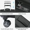 KROSER Softside Expandable Carry On Luggage with Front Business Pockets，20 Inch Suitcases with Spinner Wheels & Built-in TSA Lock, Durable Suitcase Rolling Luggage with USB Port, Haze Blue(Black-20)
