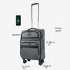 KROSER Softside Expandable Carry On Luggage with Front Business Pockets，20 Inch Suitcases with Spinner Wheels & Built-in TSA Lock, Durable Suitcase Rolling Luggage with USB Port, Haze Blue(Grey-20)
