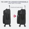 KROSER Softside Expandable Carry On Luggage with Front Business Pockets，20 Inch Suitcases with Spinner Wheels & Built-in TSA Lock, Durable Suitcase Rolling Luggage with USB Port, Haze Blue(Black-20)