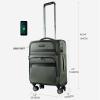 KROSER Softside Expandable Carry On Luggage with Front Business Pockets，20 Inch Suitcases with Spinner Wheels & Built-in TSA Lock, Durable Suitcase Rolling Luggage with USB Port, Haze Blue(Army Green-20)