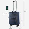 KROSER Softside Expandable Carry On Luggage with Front Business Pockets，20 Inch Suitcases with Spinner Wheels & Built-in TSA Lock, Durable Suitcase Rolling Luggage with USB Port, Haze Blue(Navy-20)