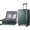 KROSER Carry On Luggage with Spinner Wheels & Built-in TSA Lock, Expandable Top Opening Hard Shell Suitcase Large Capacity Durable Rolling Luggage with USB Port, Carry-On 20-Inch, Light Blue(Dark Green)