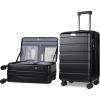 imageKROSER Carry On Luggage with Spinner Wheels amp Builtin TSA Lock Expandable Top Opening Hard Shell Suitcase Large Capacity Durable Rolling Luggage with USB Port CarryOn 20Inch Light BlueBlack