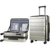 imageKROSER Carry On Luggage with Spinner Wheels amp Builtin TSA Lock Expandable Top Opening Hard Shell Suitcase Large Capacity Durable Rolling Luggage with USB Port CarryOn 20Inch Light BlueChampagne