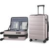 KROSER Carry On Luggage with Spinner Wheels & Built-in TSA Lock, Expandable Top Opening Hard Shell Suitcase Large Capacity Durable Rolling Luggage with USB Port, Carry-On 20-Inch, Light Blue(Matte Purple/Pink)