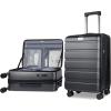 KROSER Carry On Luggage with Spinner Wheels & Built-in TSA Lock, Expandable Top Opening Hard Shell Suitcase Large Capacity Durable Rolling Luggage with USB Port, Carry-On 20-Inch, Light Blue(Steel Grey)