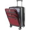 KROSER Hardside Expandable Carry On Luggage 22x14x9 Airline Approved With Front Business Pockets, 20 Inch Suitcases with Wheels, Carry on Suitcase with TSA Lock & USB Port, Black(Black/Dark Red)