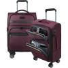 KROSER Softside Expandable Carry On Luggage with Front Business Pockets，20 Inch Suitcases with Spinner Wheels & Built-in TSA Lock, Durable Suitcase Rolling Luggage with USB Port, Haze Blue(Burgundy-20)