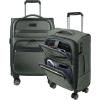 KROSER Softside Expandable Carry On Luggage with Front Business Pockets，20 Inch Suitcases with Spinner Wheels & Built-in TSA Lock, Durable Suitcase Rolling Luggage with USB Port, Haze Blue(Army Green-20)