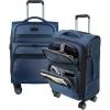 KROSER Softside Expandable Carry On Luggage with Front Business Pockets，20 Inch Suitcases with Spinner Wheels & Built-in TSA Lock, Durable Suitcase Rolling Luggage with USB Port, Haze Blue(Haze Blue-20)