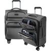 KROSER Softside Expandable Carry On Luggage with Front Business Pockets，20 Inch Suitcases with Spinner Wheels & Built-in TSA Lock, Durable Suitcase Rolling Luggage with USB Port, Haze Blue(Grey-20)