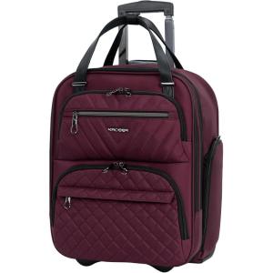 KROSER Carry On Underseat Multi-functional, 16-inch Underseater Lightweight Overnight Suitcase for Women, Haze Blue(Burgundy)