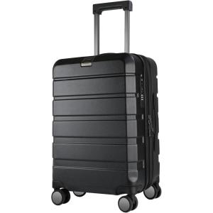 KROSER Hardside Expandable Carry On Luggage with Spinner Wheels & Built-in TSA Lock, Durable Suitcase Rolling Luggage with USB Port, Carry-On 20-Inch, White(Black)