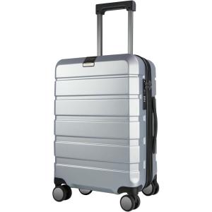 KROSER Hardside Expandable Carry On Luggage with Spinner Wheels & Built-in TSA Lock, Durable Suitcase Rolling Luggage with USB Port, Carry-On 20-Inch, White(Silver Grey)