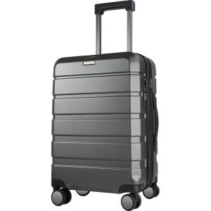 KROSER Hardside Expandable Carry On Luggage with Spinner Wheels & Built-in TSA Lock, Durable Suitcase Rolling Luggage with USB Port, Carry-On 20-Inch, White(Steel Grey)