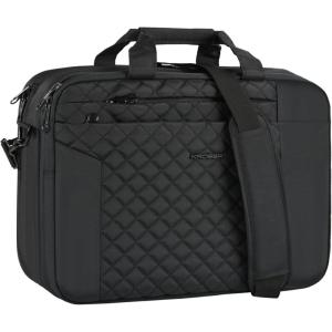KROSER Laptop Bag 15.6 Inch Briefcase Shoulder Bag Water Repellent Laptop Bag Bussiness Carrying Handbag(Qulited Black)