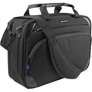 KROSER Laptop Bag 17.3 Inch Premium Laptop Briefcase, Expandable Water Repellent Laptop Shoulder Messenger Bag Durable Computer Case for Business/Travel/Men/Women (Black/Red)(Black/Blue)