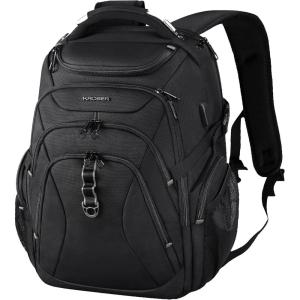 KROSER Travel Laptop Backpack 17.3 Inch XL Computer Backpack with Hard Shell Saferoom RFID Pockets Water-Repellent Business College Daypack Stylish Bag for Men/Women-Black(Black-18.4)