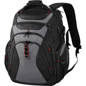 KROSER Travel Laptop Backpack 17.3 Inch XL Computer Backpack with Hard Shell Saferoom RFID Pockets Water-Repellent Business College Daypack Stylish Bag for Men/Women-Black(Black/Grey-17.3)