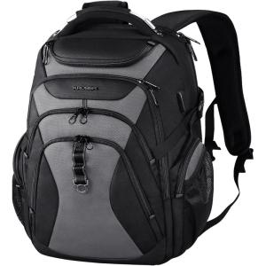 KROSER Travel Laptop Backpack 17.3 Inch XL Computer Backpack with Hard Shell Saferoom RFID Pockets Water-Repellent Business College Daypack Stylish Bag for Men/Women-Black(Black/Grey-18.4)