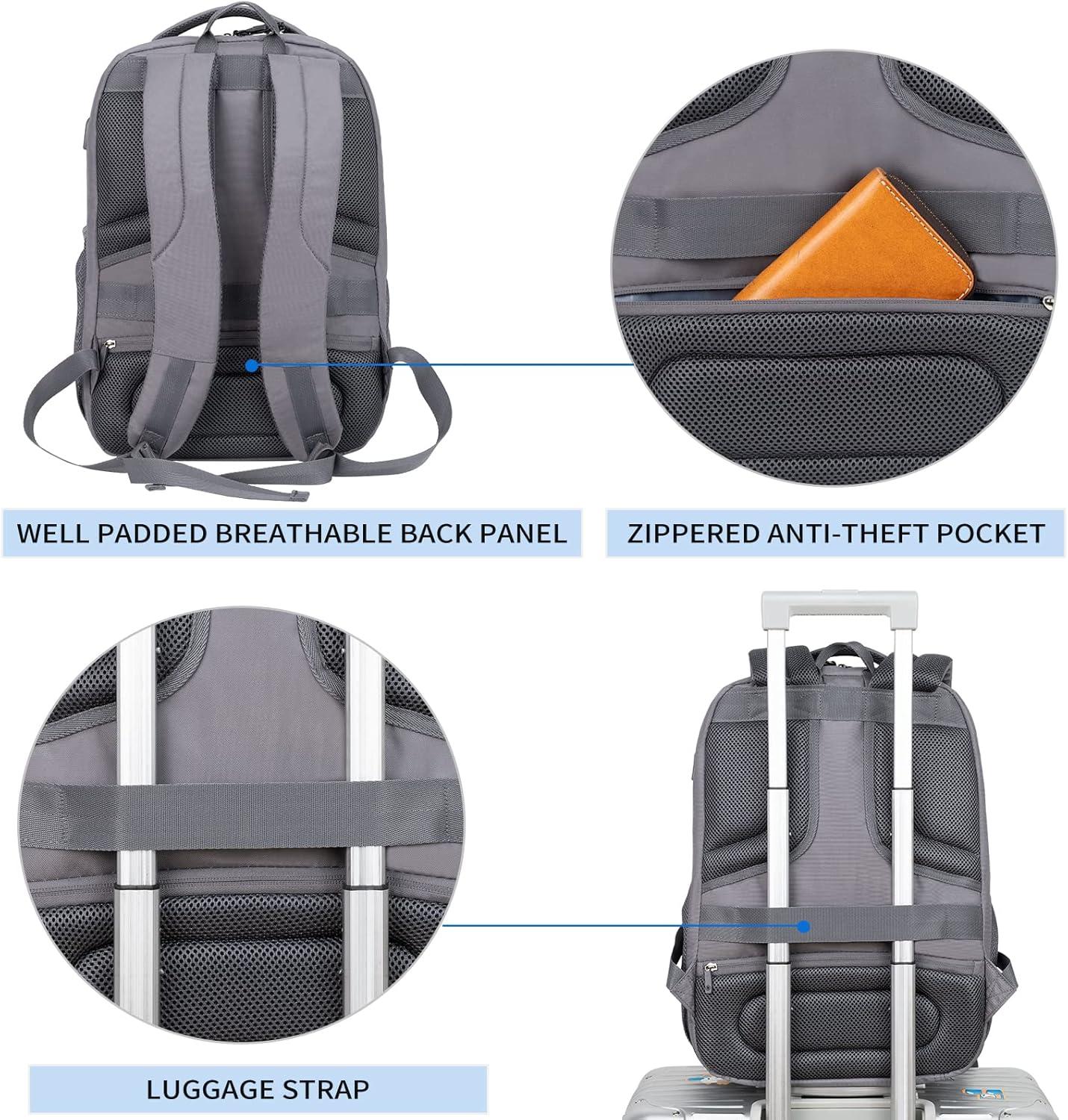 imageKROSER Travel Laptop Backpack 17 Inch Large Computer Backpack WaterRepellent Daypack with USB Charging Port RFID Pockets for WorkBusinessCollegeMenWomenQuiltedQuilted Dark Grey