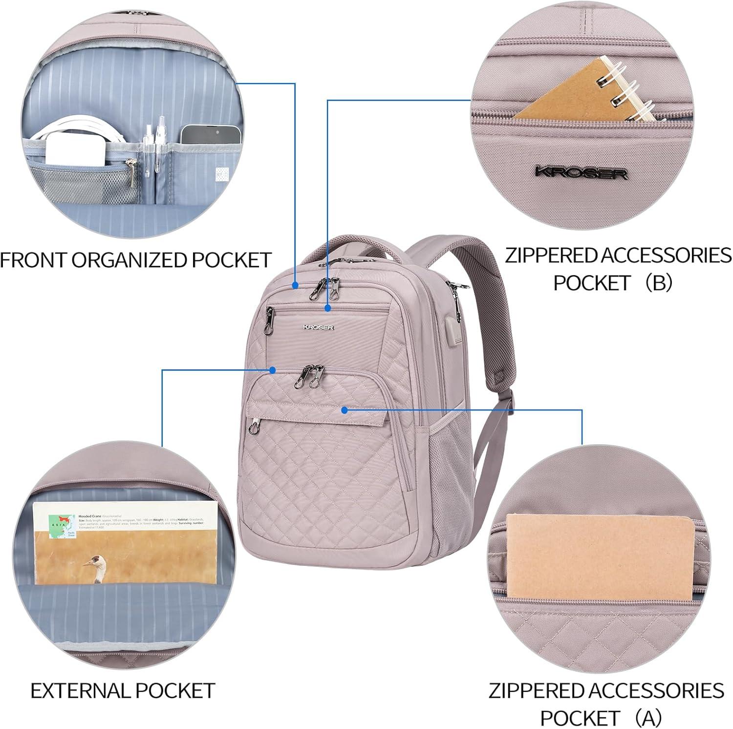 KROSER Travel Laptop Backpack 17 Inch Large Computer Backpack Water ...