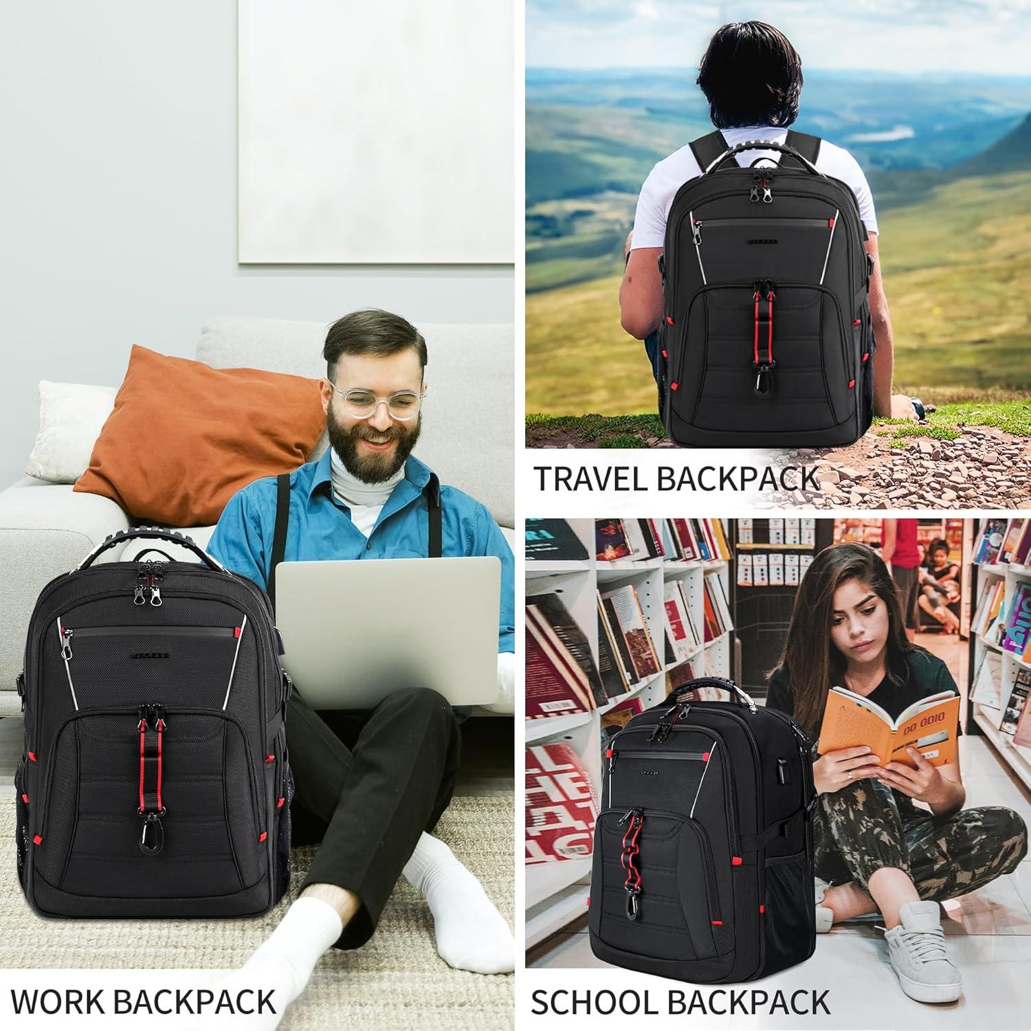 imageKROSER Travel Laptop Backpack 184 inch XXXL Computer Backpack Stylish College Backpack with RFID Pockets USB Charging Port REFLECTIVE STRIPS WaterRepellent Daypack for BusinessMen173 inch