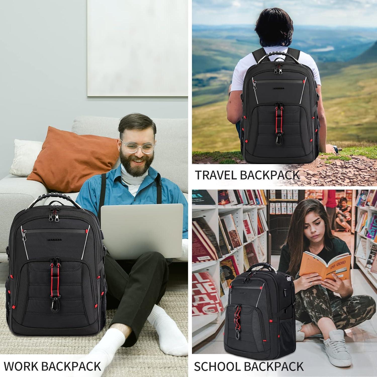 imageKROSER Travel Laptop Backpack 184 inch XXXL Computer Backpack Stylish College Backpack with RFID Pockets USB Charging Port REFLECTIVE STRIPS WaterRepellent Daypack for BusinessMen184 inch