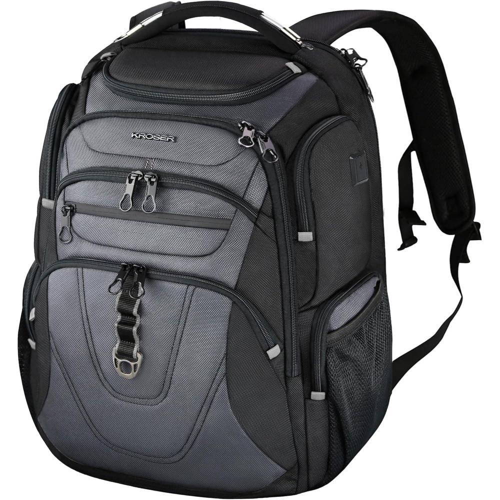 imageKROSER Friendly Travel Laptop Backpack 173 inch XXXL Gaming Backpack WaterRepellent College Daypack Business Backpack with RFID Pockets amp USB Port for MenWomenBlackRedBlackGrey184