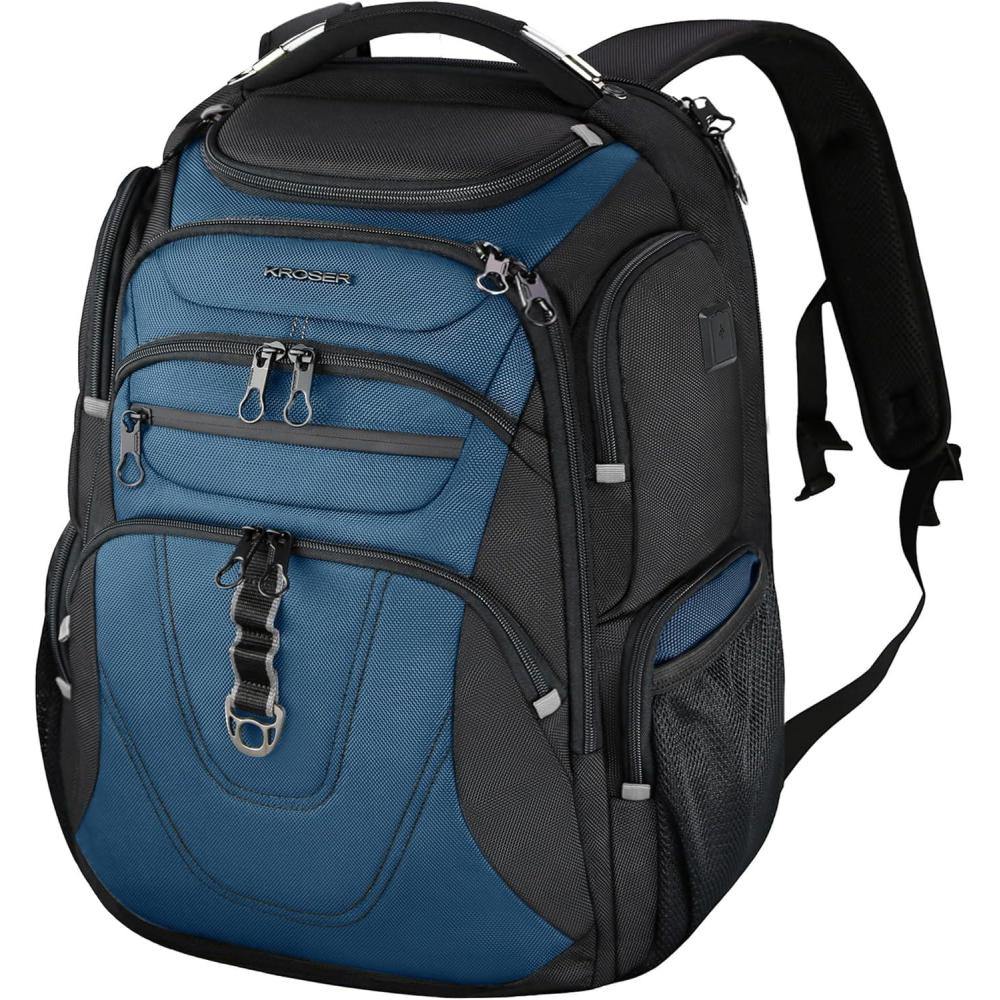 imageKROSER Friendly Travel Laptop Backpack 173 inch XXXL Gaming Backpack WaterRepellent College Daypack Business Backpack with RFID Pockets amp USB Port for MenWomenBlackRedBlackHaze Blue184