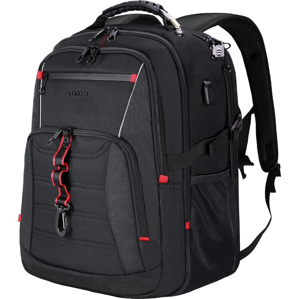 imageKROSER Travel Laptop Backpack 184 inch XXXL Computer Backpack Stylish College Backpack with RFID Pockets USB Charging Port REFLECTIVE STRIPS WaterRepellent Daypack for BusinessMen184 inch