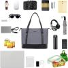 KROSER Laptop Tote Bag 15.6 Inch with USB Port, Large Work Tote Bag Computer Shoulder Bag for Women, Laptop Case for Office Business Travel(Quilted)(Grey)