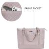 KROSER Laptop Tote Bag 15.6 Inch with USB Port, Large Work Tote Bag Computer Shoulder Bag for Women, Laptop Case for Office Business Travel(Quilted)(Grey Pink)