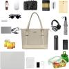 KROSER Laptop Tote Bag 15.6 Inch with USB Port, Large Work Tote Bag Computer Shoulder Bag for Women, Laptop Case for Office Business Travel(Quilted)(Light Khaki)