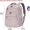 KROSER Travel Laptop Backpack 17 Inch Large Computer Backpack Water-Repellent Daypack with USB Charging Port RFID Pockets for Work/Business/College/Men/Women(Quilted)(Quilted Dusty Pink)