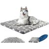 KROSER Fancy Crate Pad Bed Mat Reversible (Cool & Warm), Machine Washable, for Small to XXX-Large Dogs, Grey, Navy, Star Pattern(Large)