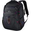 KROSER Friendly Travel Laptop Backpack 17.3 inch XXXL Gaming Backpack Water-Repellent College Daypack Business Backpack with RFID Pockets & USB Port for Men/Women-Black/Red(Black-17.3)