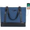 KROSER Laptop Tote Bag 15.6 Inch with USB Port, Large Work Tote Bag Computer Shoulder Bag for Women, Laptop Case for Office Business Travel(Quilted)(Haze Blue)