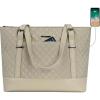 KROSER Laptop Tote Bag 15.6 Inch with USB Port, Large Work Tote Bag Computer Shoulder Bag for Women, Laptop Case for Office Business Travel(Quilted)(Light Khaki)