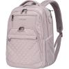 KROSER Travel Laptop Backpack 17 Inch Large Computer Backpack Water-Repellent Daypack with USB Charging Port RFID Pockets for Work/Business/College/Men/Women(Quilted)(Quilted Dusty Pink)